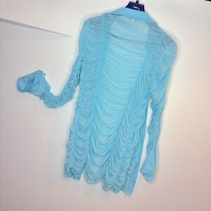 FashionNova shirt dress button front and flare sleeve detail